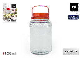Inde Tarro Vidrio con Tapa y Asa 8000 ml 20.1x20.1x33 cm (4 Unidades)