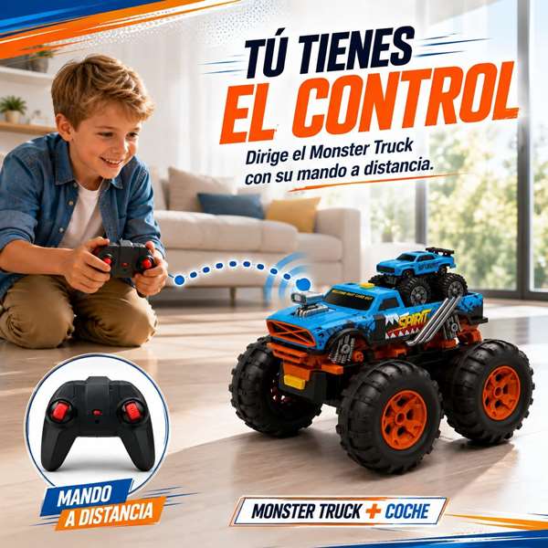 Crazon Monster Truck Radio Control 2 en 1 Transformable en Lanzador Azul Crazon Monster Truck Radio Control 2 en 1 Transformable en Lanzador Azul