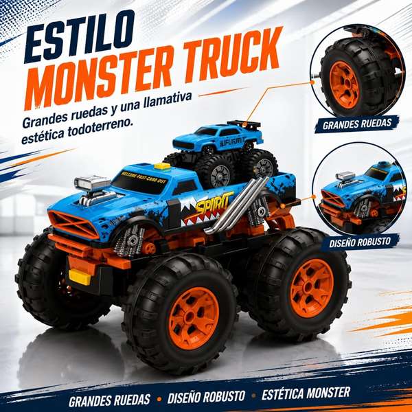 Crazon Monster Truck Radio Control 2 en 1 Transformable en Lanzador Azul Crazon Monster Truck Radio Control 2 en 1 Transformable en Lanzador Azul