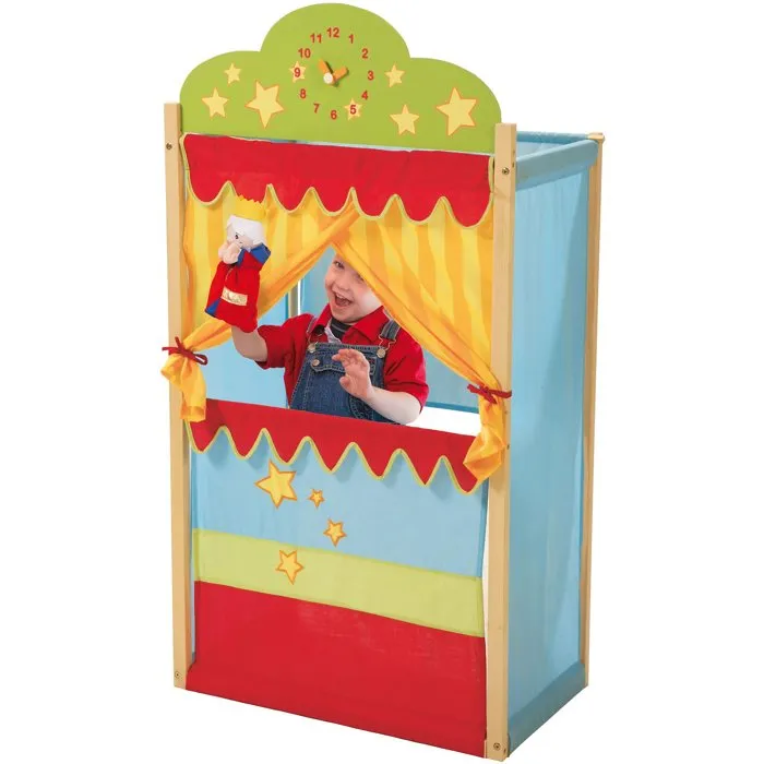 Roba Teatro de Marionetas con Estructura de Madera Maciza, Temática Circense, Juguete para Niños Mayores de 3 Años, Ref. ROB4005317257839