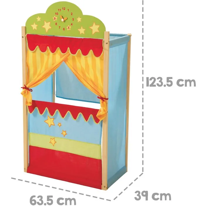 Roba Teatro de Marionetas con Estructura de Madera Maciza, Temática Circense, Juguete para Niños Mayores de 3 Años, Ref. ROB4005317257839