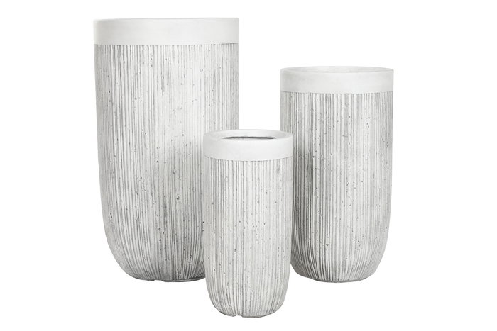 DKD Home Decor Macetero Scandi Crudo Magnesia Set de 3 44 x 79 x 44 cm