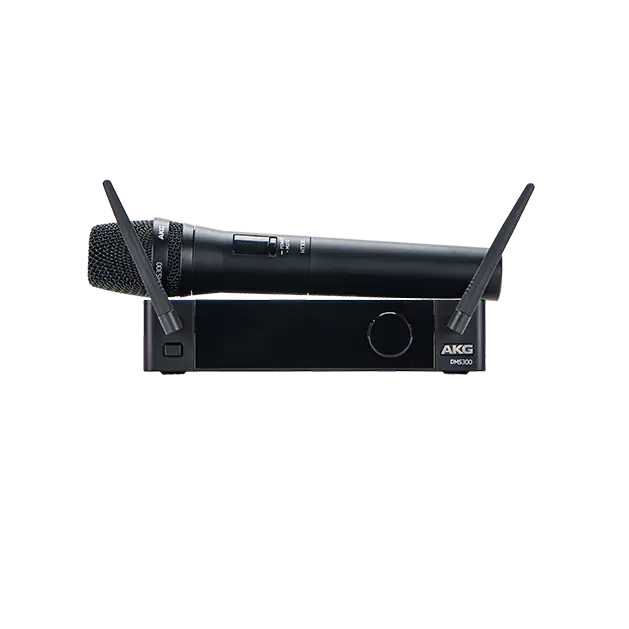 AKG Set Inalámbrico Micrófono HT300 y Receptor Estacionario SR300, 2.4 GHz, 30m Alcance