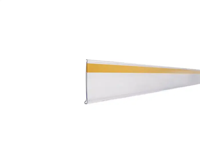 Q-Connect Soporte portaprecios adhesivo semi-transparente para estanterías, etiquetas 40x1000 mm, organización comercial