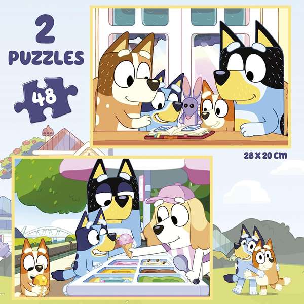 Educa Puzzles Bluey - 2 Puzzles de 48 Piezas en Maletín, para Niños de 4 a 6 Años