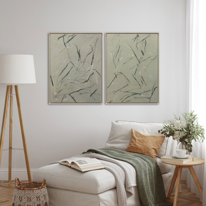 DKD Home Decor Cuadro Lienzo Abstracto Verde Claro Pack de 2