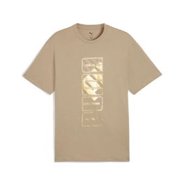 Camiseta de Manga Corta Hombre Puma Maximal Metallic Relaxed Marrón claro 15-16 Años