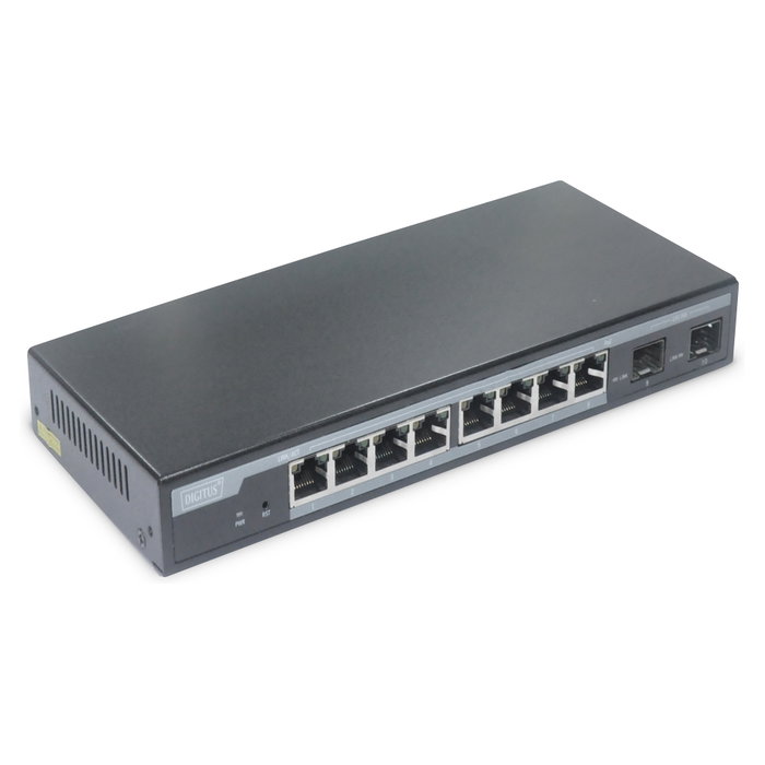 Digitus Conmutador PoE Gestionado L2 8 Puertos Gigabit (86W) + 2 SFP, Negro