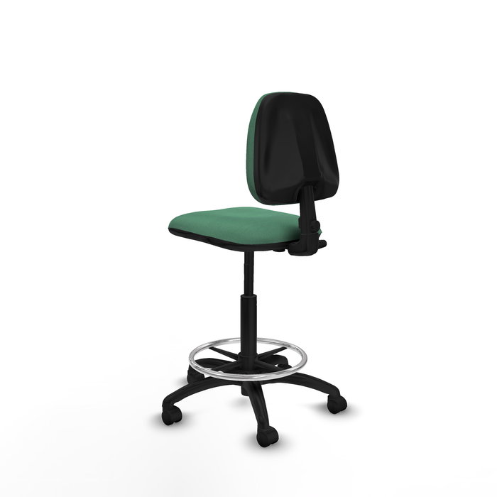 Taburete Isso con mecanismo Contacto permanente básico tapizada con Tela color Verde esmeralda. Equipado con Base poliamida negra, Sin brazos y Ruedas de nailon 50 mm