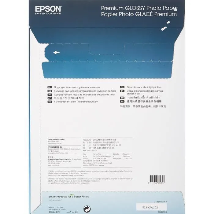 Epson Premium Glossy Photo Paper A4, 2x 15 Hojas, 255 g/m²