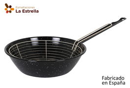 La Estrella Sarten honda con cesto, 28 cm, antiadherente jaspeado, incluye tapa y cestillo, medidas 52.4 x 29.4 x 8 cm (6 Unidades)