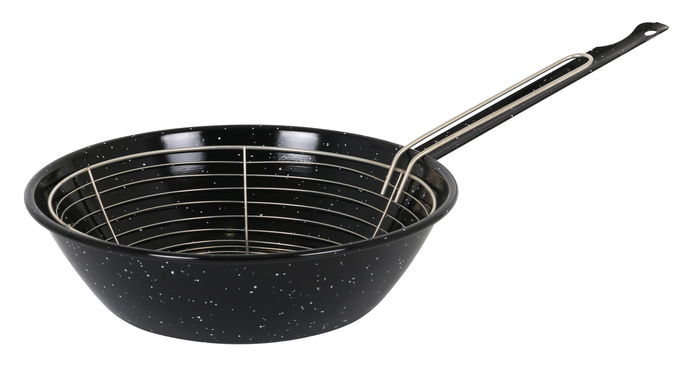 La Estrella Sarten honda con cesto, 28 cm, antiadherente jaspeado, incluye tapa y cestillo, medidas 52.4 x 29.4 x 8 cm (6 Unidades)