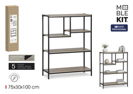 Inde Estantería Multiusos Madera-Metal 75x30x100 cm