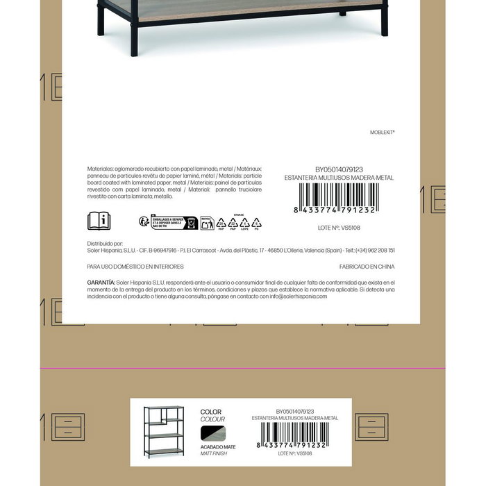 Moblekit Estantería Multiusos ARVID Madera-Metal