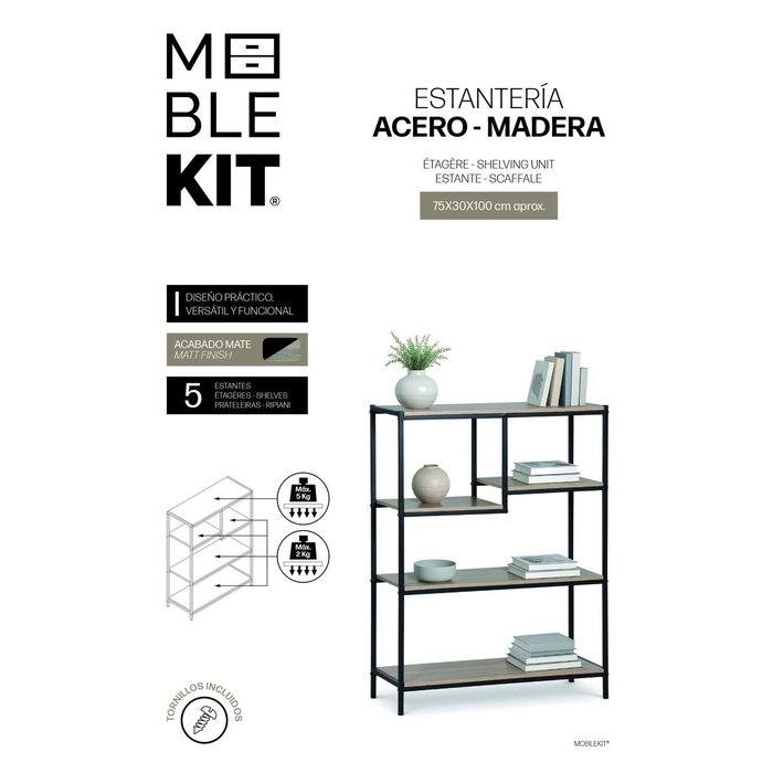 Moblekit Estantería Multiusos ARVID Madera-Metal