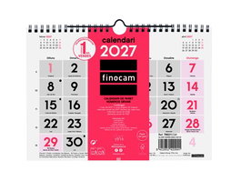 FINOCAM Calendario de Pared Mensual 2027 con Números Grandes