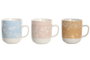 DKD Home Decor Set de 6 Tazas de Porcelana Bandana Pastel Surtidas