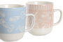 DKD Home Decor Mug Shabby Azul Rosa Amarillo Porcelana 8.5 x 10 x 11.5 cm 380ml (6 Unidades)