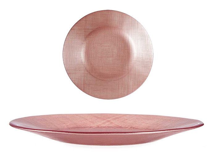 VIVALTO Plato Vidrio 21 cm Rosa Pastel para Mesa (Set de 24)