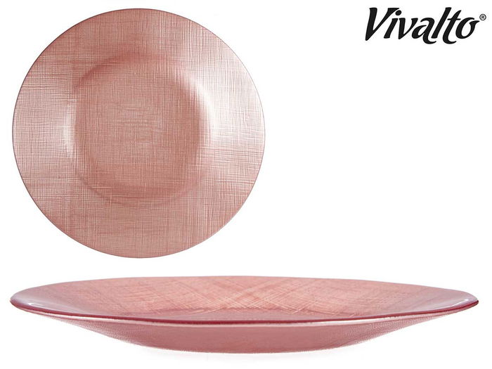 VIVALTO Plato Vidrio 21 cm Rosa Pastel para Mesa (Set de 24)
