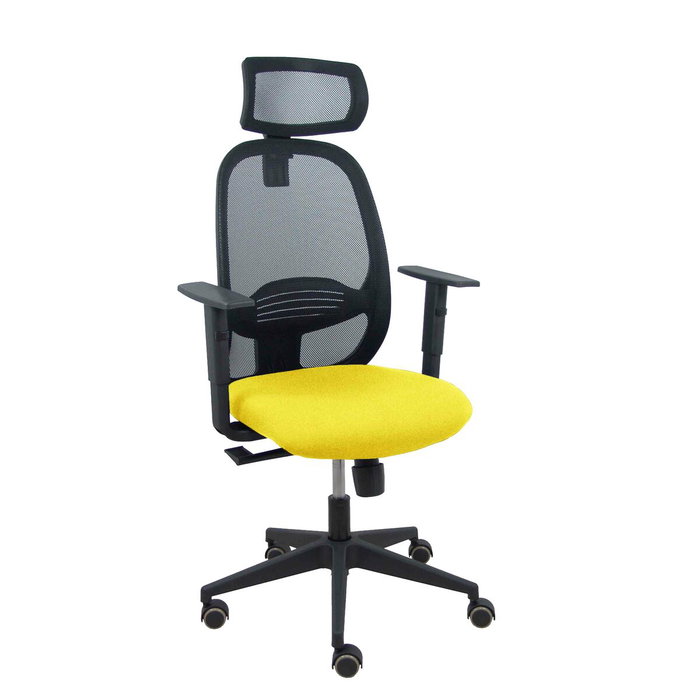 PIQUERAS Y CRESPO Silla Cilanco con Mecanismo Sincro, Asiento Amarillo y Malla Negra