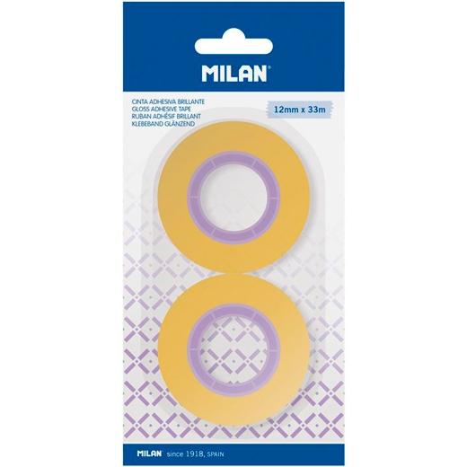 Milan Cinta Adhesiva Transparente Rollo 12 mm X 33M Blíster 2 Ud Amarillo Milan Cinta Adhesiva Transparente Rollo 12 mm X 33M Blíster 2 Ud Amarillo