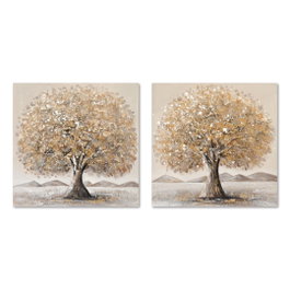 DKD Home Decor Cuadro Lienzo MDF 60x3x60 Árbol Surtido de 2