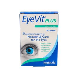 HEALTH AID Eyevit Plus 30 Cápsulas Suplemento para la Salud Visual con Omega-3, DHA, EPA, Mirtilo, Luteína y Zinc