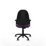 Silla de oficina Algarra con mecanismo Contacto permanente básico tapizada con Tela color Morado. Equipada con Base poliamida negra, Brazos 2Dy Topes