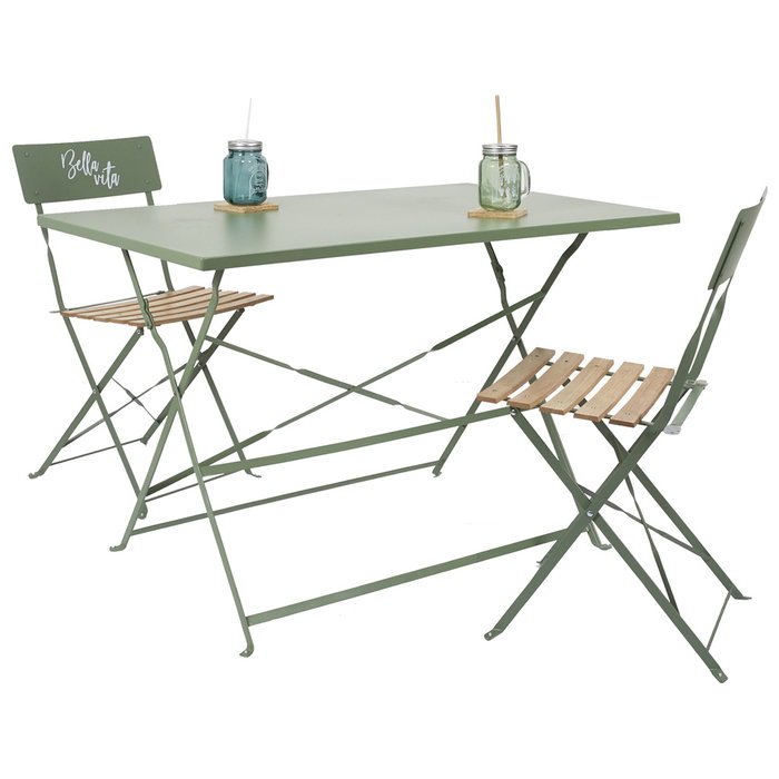 Home Deco Factory Mesa Plegable Palerme Acero Inoxidable Verde 110x70x71 cm
