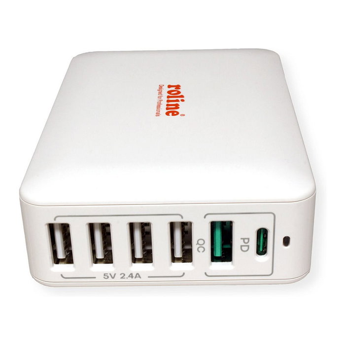 ROLINE Cargador USB de 6 puertos 60W (4x USB-A, 1x USB-C, 1x USB-A QC3.0)