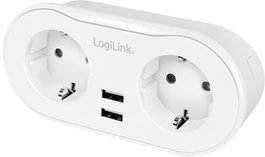 LogiLink Enchufe inteligente WiFi con 2 puertos CEE 7/3 y 2 puertos USB-A, compatible con Tuya