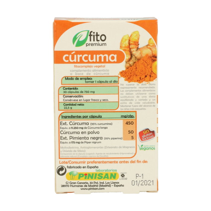Pinisan Fito Premium Cúrcuma 30 cápsulas 750 mg