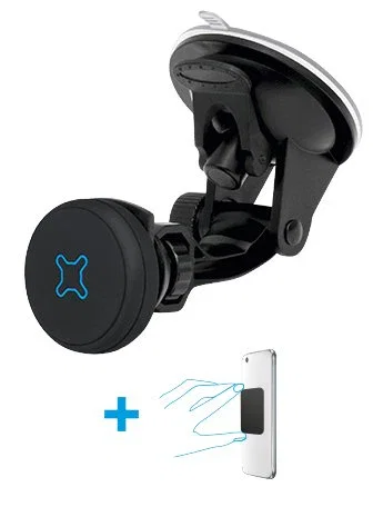 Mobilis 044006 Soporte Pasivo para Teléfono Móvil/Smartphone y Navegante - Negro para Coche y Barco con Montaje Mecánico/Magnético y Ventosa