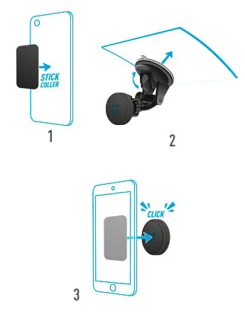 Mobilis 044006 Soporte Pasivo para Teléfono Móvil/Smartphone y Navegante - Negro para Coche y Barco con Montaje Mecánico/Magnético y Ventosa