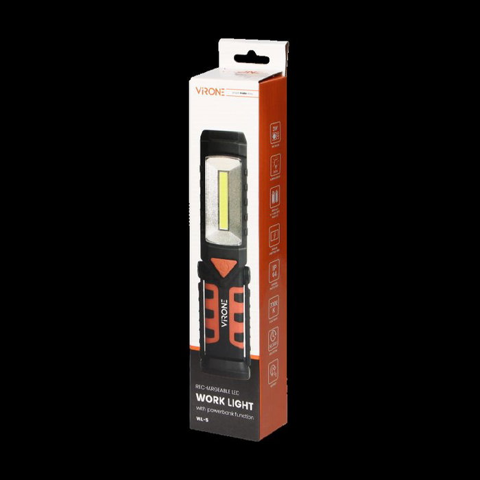 ORNO Linterna LED COB 3W + 1W con gancho, 2800mAh y función powerbank ORNO Linterna LED COB 3W + 1W con gancho, 2800mAh y función powerbank