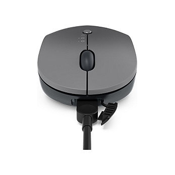 Lenovo Go Ratón Inalámbrico Ambidiestro Multi Dispositivo, RF Wireless + Bluetooth 5.0, 2400 DPI, Puerto USB-C, Recargable, Gris