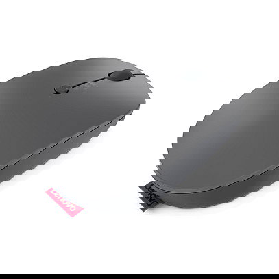 Lenovo Go Ratón Inalámbrico Ambidiestro Multi Dispositivo, RF Wireless + Bluetooth 5.0, 2400 DPI, Puerto USB-C, Recargable, Gris