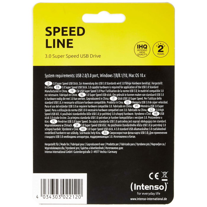 Intenso Speed Line 16GB USB 3.2 Gen 1x1 Negro Intenso Speed Line 16GB USB 3.2 Gen 1x1 Negro
