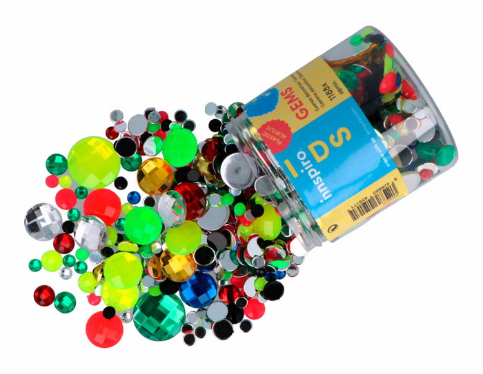 Innspiro Bote de Gemas Acrílicas Circulares Colores y Tamaños Surtidos Innspiro Bote de Gemas Acrílicas Circulares Colores y Tamaños Surtidos