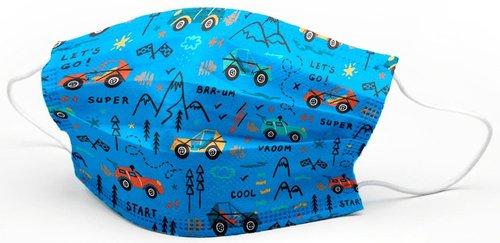 Mascarilla Quirurgica Iir 3 Capas Desechable First Protec Infantil Coches Paquete De 10