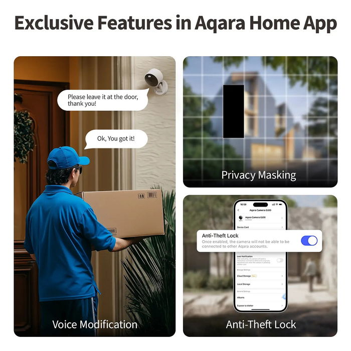 Aqara Camera G100 Select Cámara de Seguridad IP WiFi 6 Interior/Exterior 2K Cubo Negro, 2304x1296px, Visión Nocturna, Bluetooth, Montaje Techo/Pared