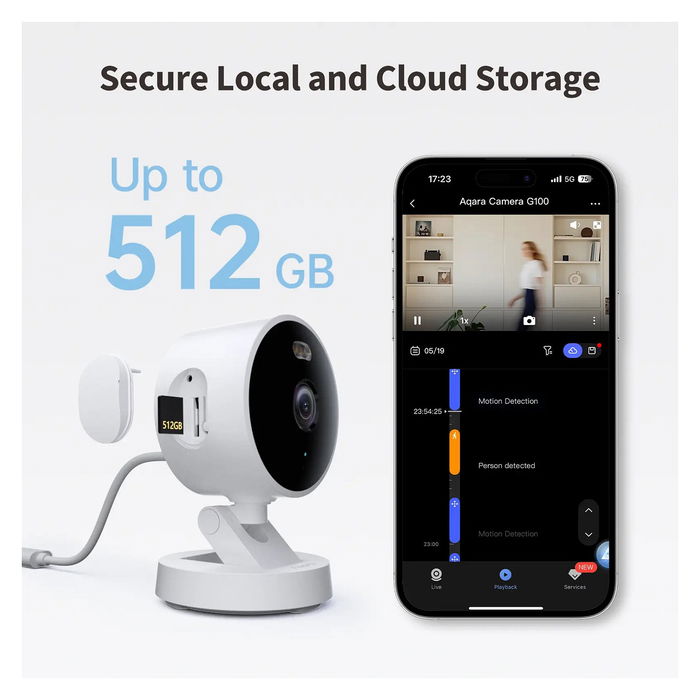 Aqara Camera G100 Select Cámara de Seguridad IP WiFi 6 Interior/Exterior 2K Cubo Negro, 2304x1296px, Visión Nocturna, Bluetooth, Montaje Techo/Pared