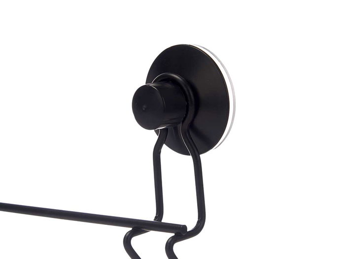 Berilo Toallero Metal Negro Mate Doble Barra Ventosa 54x15x6.5cm ABS Acero (Set de 12)