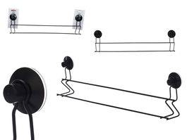 Berilo Toallero Metal Negro Mate Doble Barra Ventosa 54x15x6.5cm ABS Acero (Set de 12)