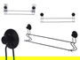 Berilo Toallero Metal Negro Mate Doble Barra Ventosa 54x15x6.5cm ABS Acero (Set de 12)