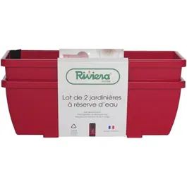 Riviera RIV1687434768649 Jardinera EVA - Juego de 2 Maceteros de Plástico, 57 cm, Rojo