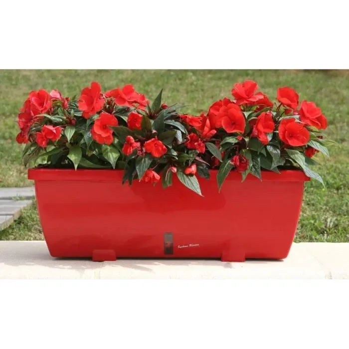 Riviera RIV1687434768649 Jardinera EVA - Juego de 2 Maceteros de Plástico, 57 cm, Rojo