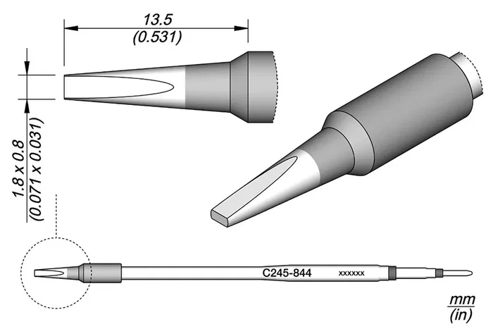JBC TOOLS Punta de Soldadura Destornillador Prolongado 1,8x0,8mm JBC TOOLS Punta de Soldadura Destornillador Prolongado 1,8x0,8mm