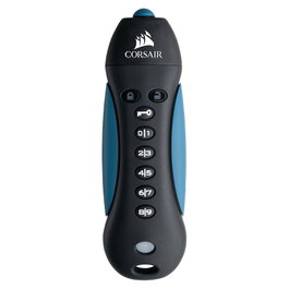 Corsair Padlock 3 Secure 64GB USB 3.2 Gen 1 - Llave USB con PIN y contraseña, color Negro/Azul, STICK 64GB